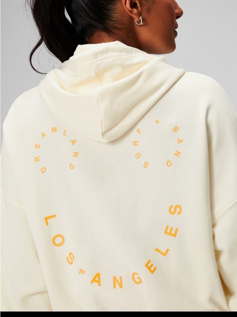 Fabletics Cream Shrunken Full Zip Hoodie "Dreamland Surf" Graphic Womens Large